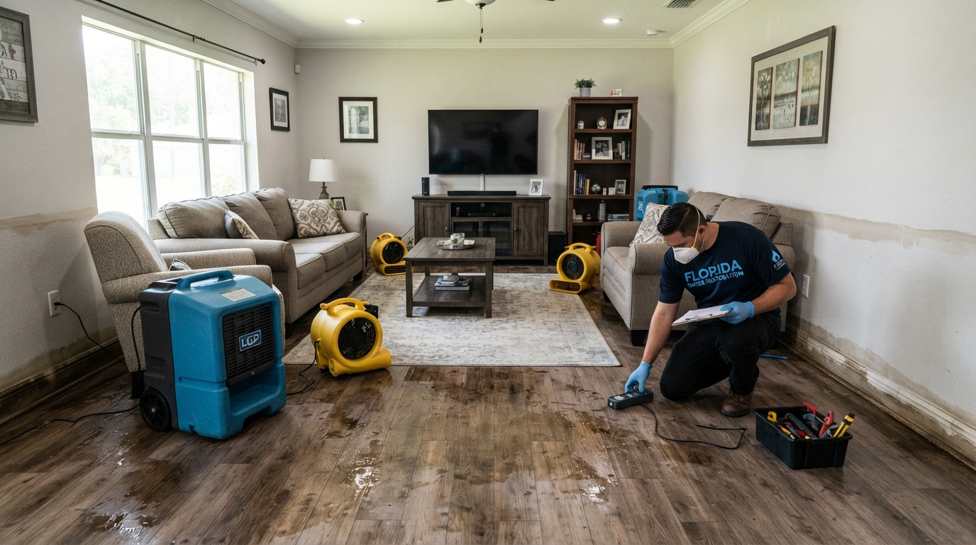 After emergency water extraction with dry floor near Orange City, Florida