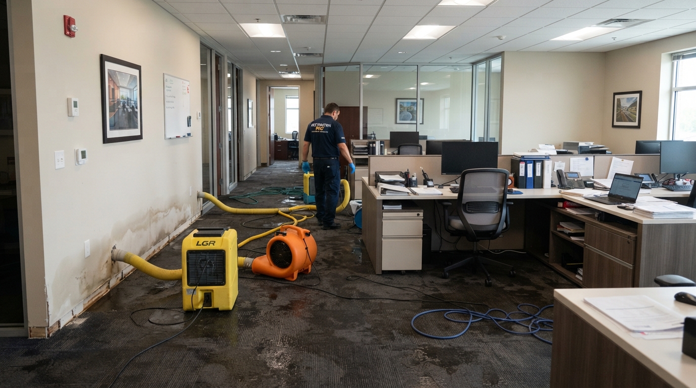 Before commercial water damage restoration in office near Orange City, Florida