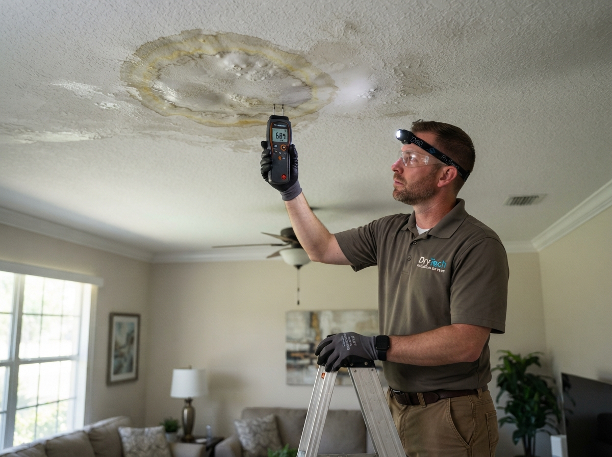 Ceiling and interior water damage cleanup in Daytona Beach