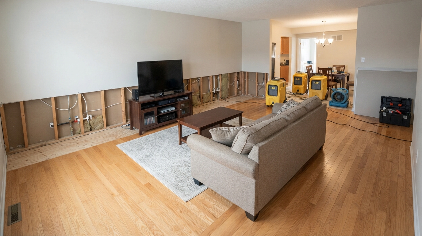 After water damage restoration with drying equipment in Orange City, Florida