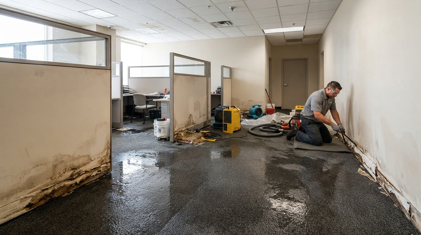 Commercial space with water damage before restoration near St. Augustine, Florida