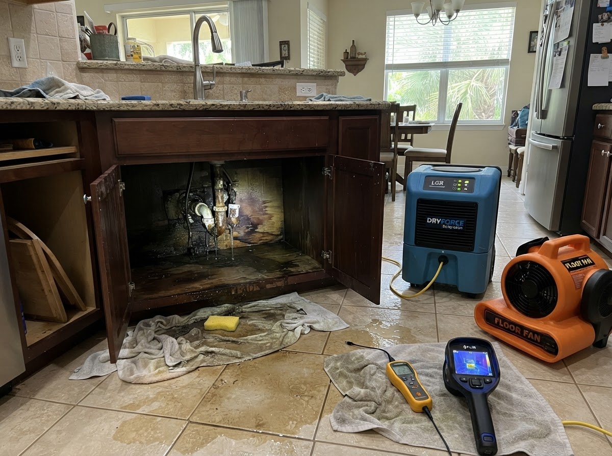 Burst pipe water damage cleanup in Palm Coast