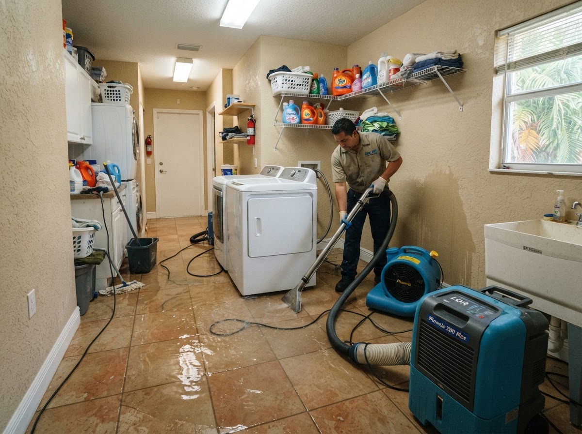 Washing machine overflow and laundry room water damage cleanup near Palm Coast