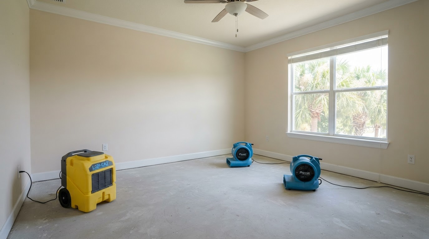 Same room after storm water damage restoration near St. Augustine, Florida
