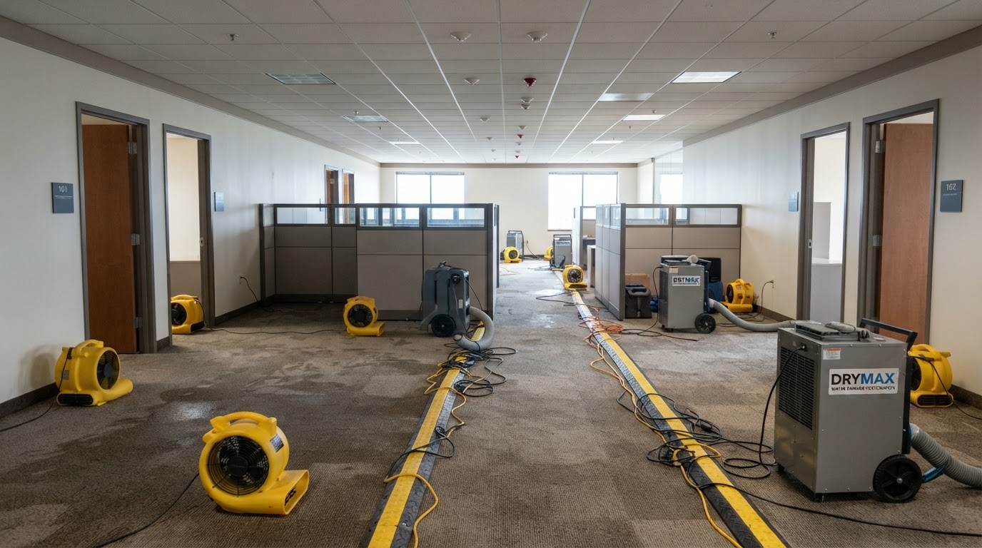 Same commercial space after water extraction and drying near St. Augustine, Florida