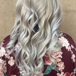 Platinum silver blonde transformation — hair color correction and blonde specialist work by Kate the Hairslayer in Manchester NH