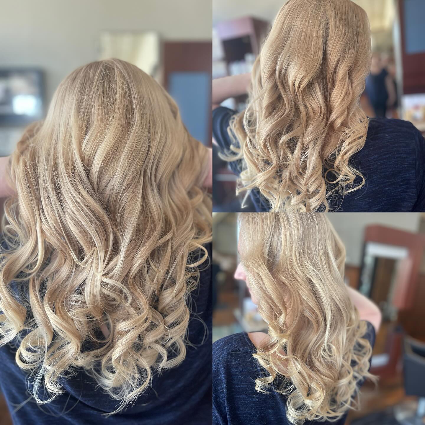 Dimensional pearl blonde waves — blonde balayage and hair highlights by Kate the Hairslayer, blonde specialist in Manchester NH