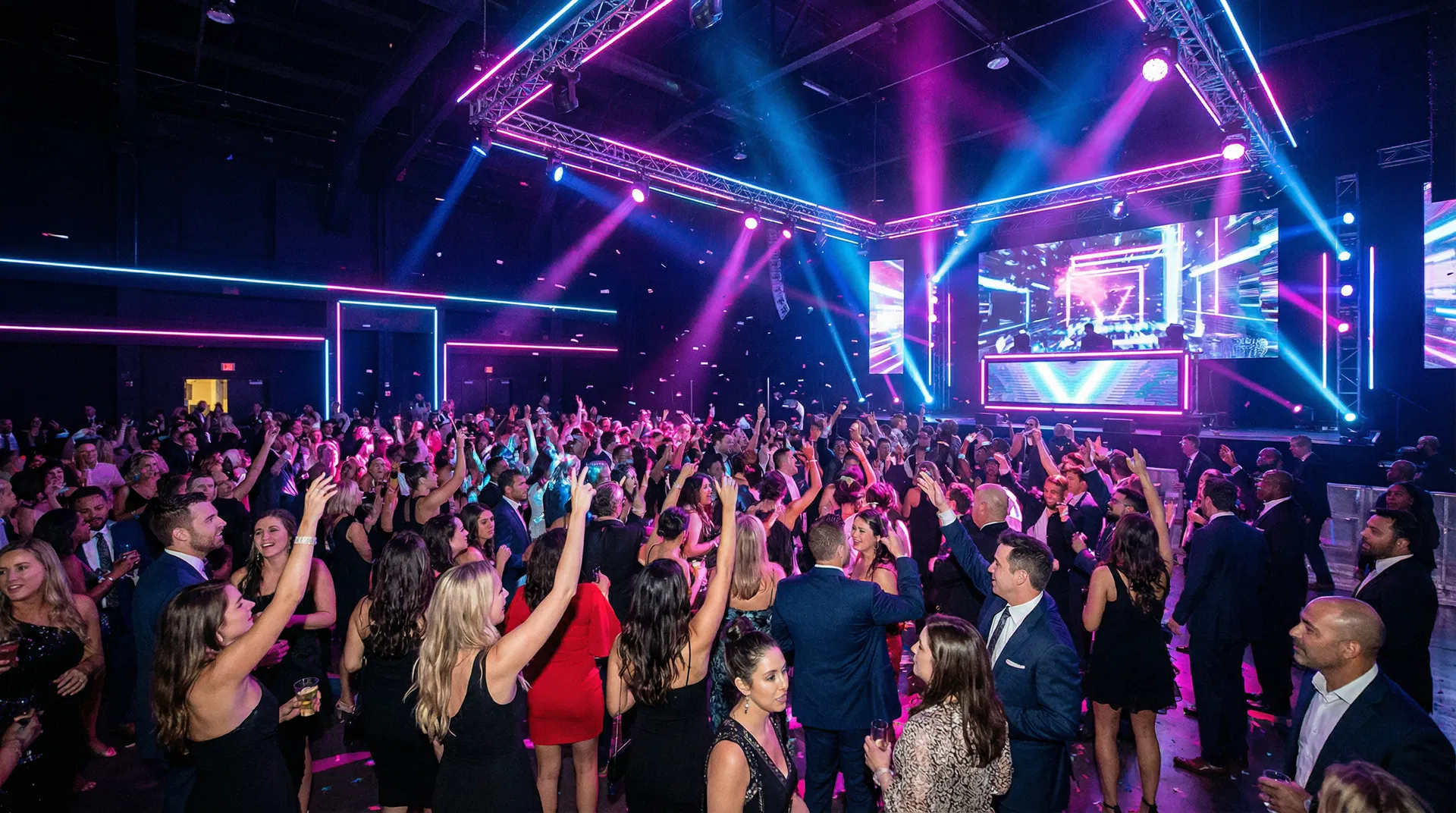 Wedding celebration dance floor with intelligent LED lighting in Johannesburg