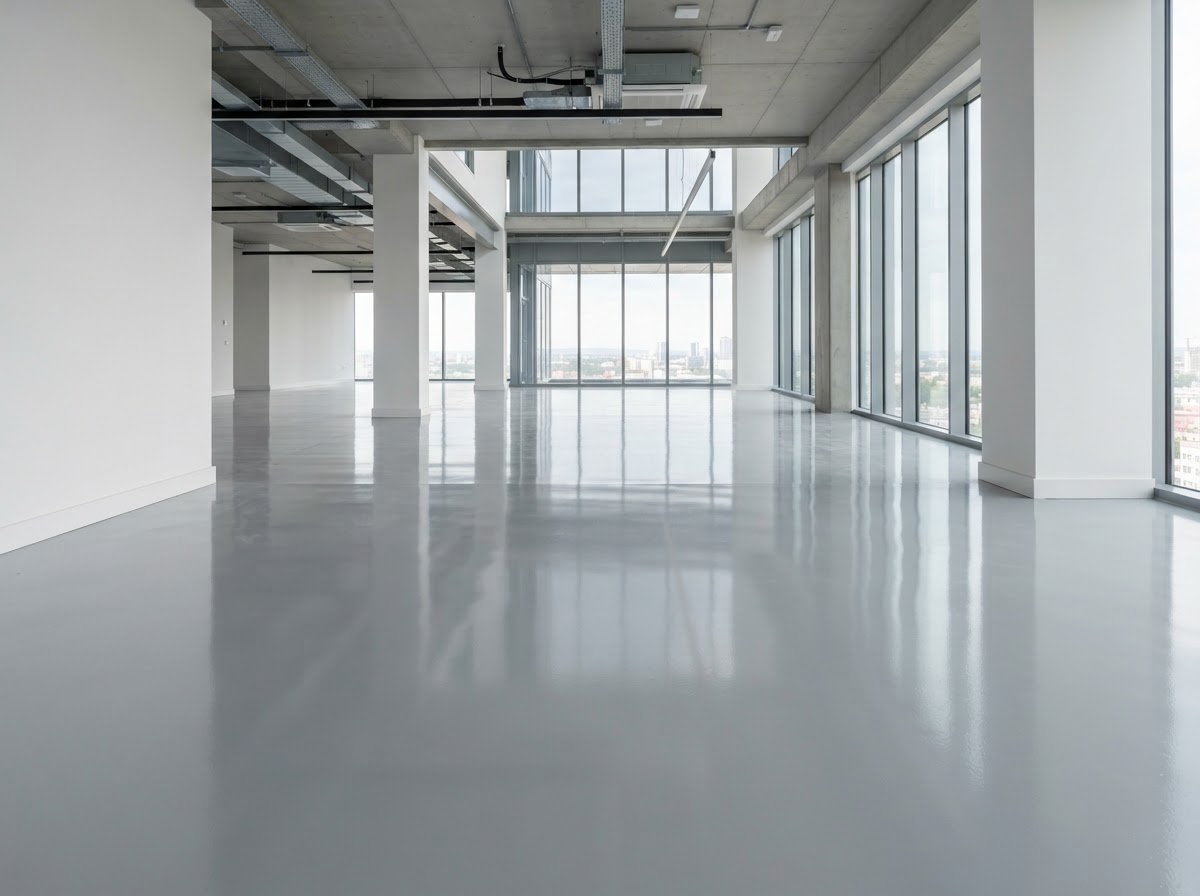Solid color epoxy garage floor finish