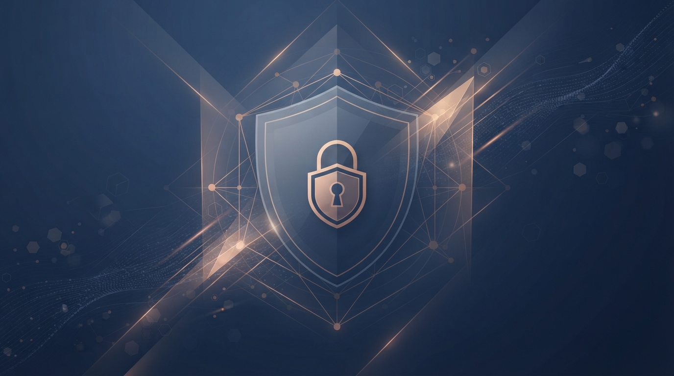 Abstract secure data protection visual with lock motif