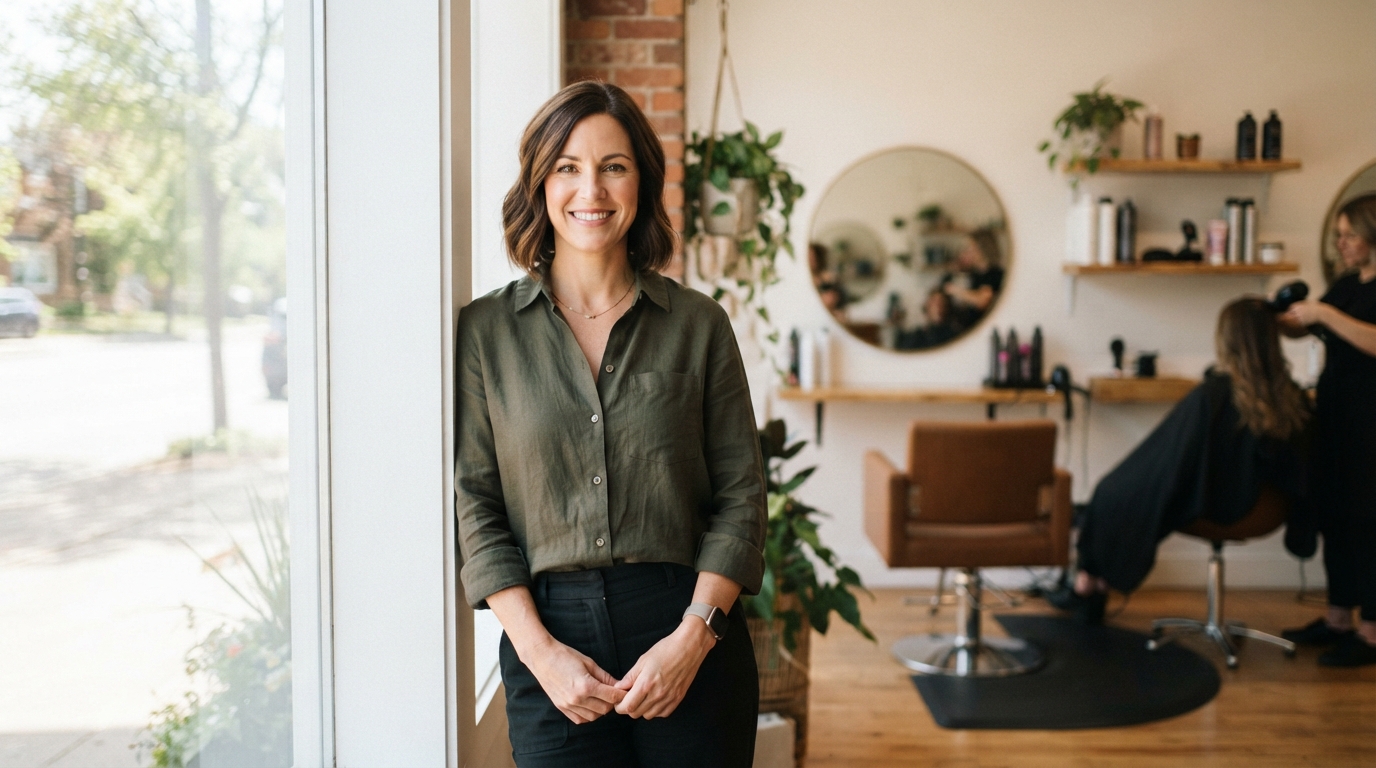 Small business salon owner in her shop