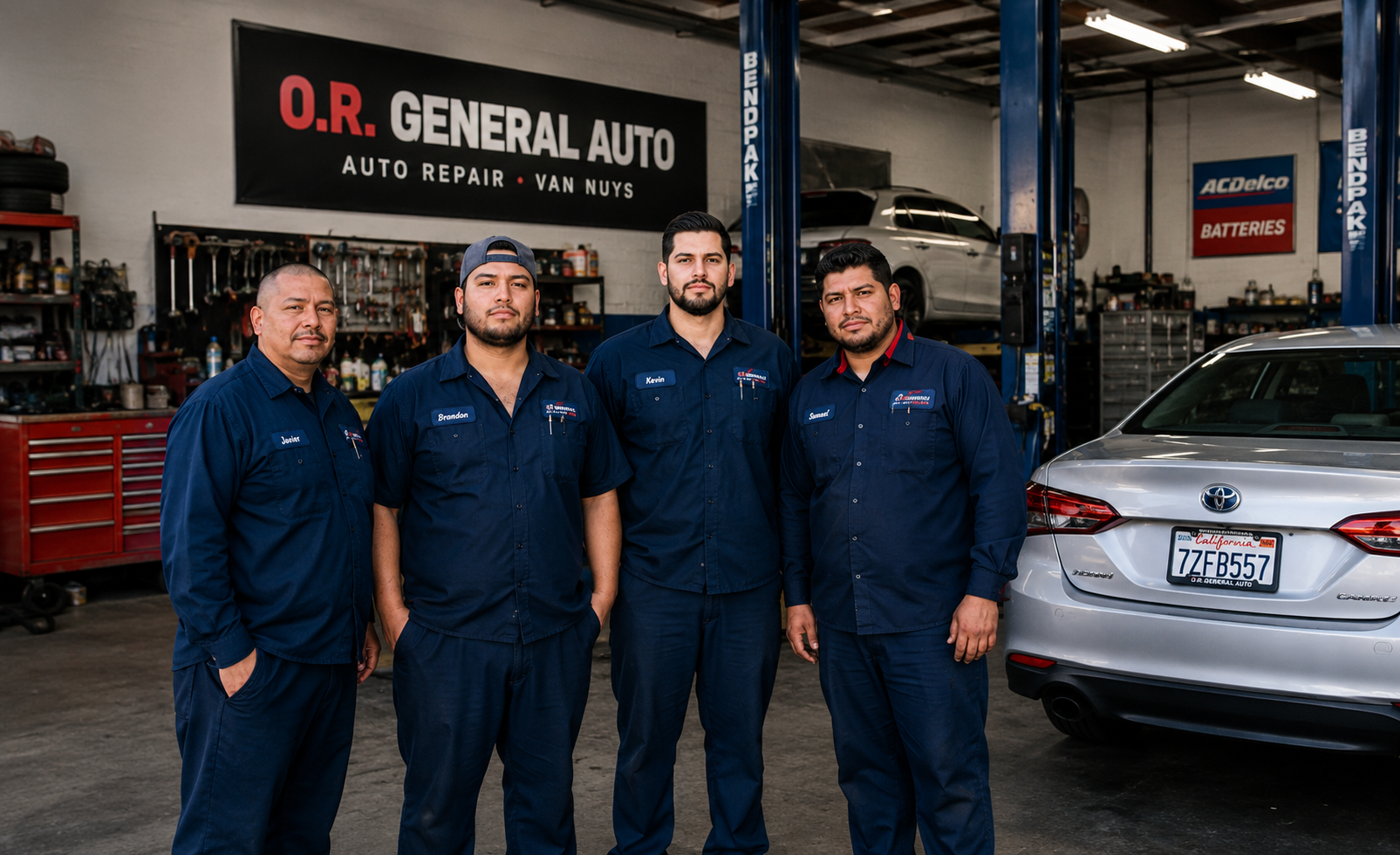 Experienced mechanic working on a car in the O R General Auto Repair shop in Van Nuys