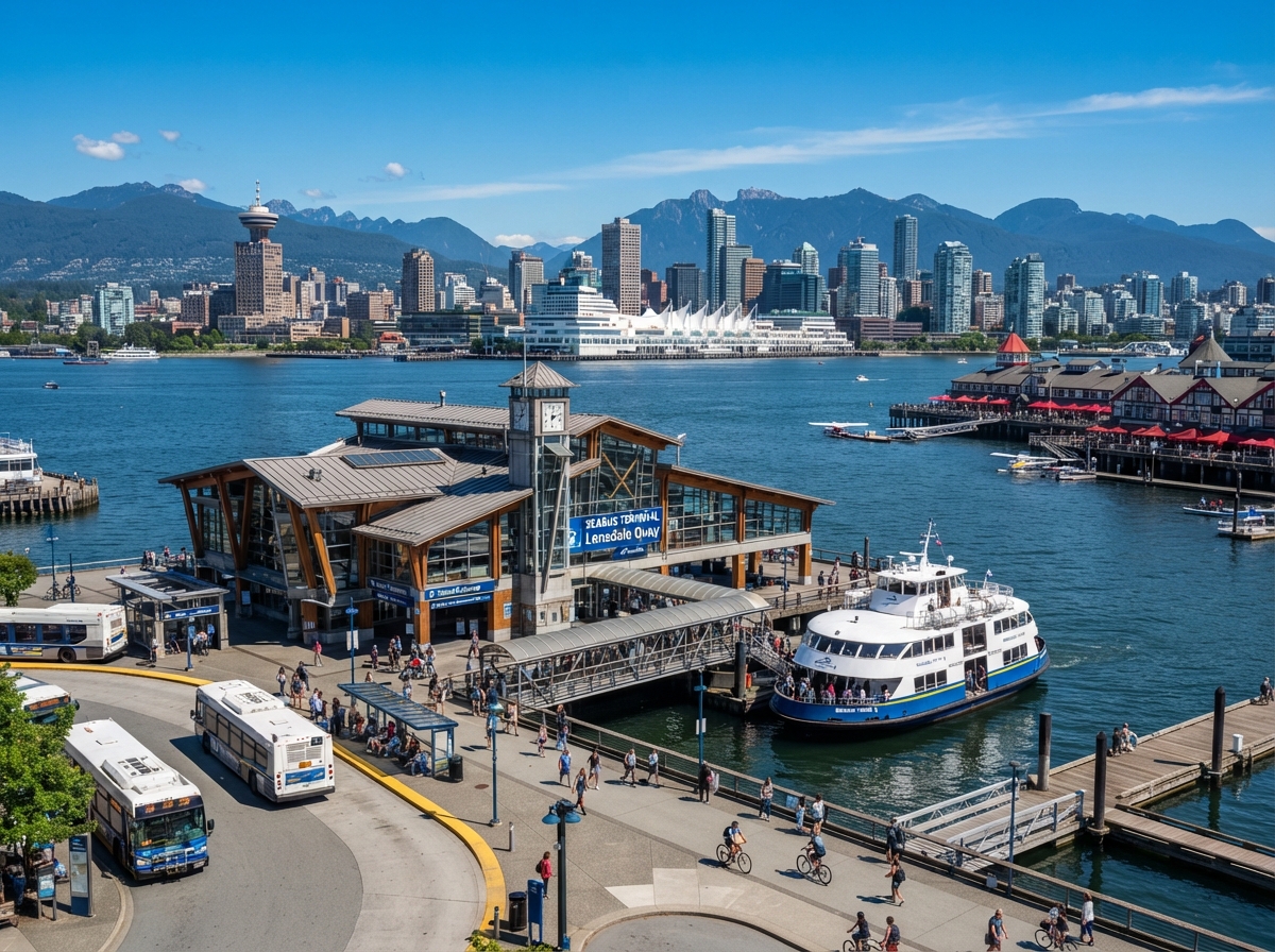 SeaBus and transit at Lonsdale Quay