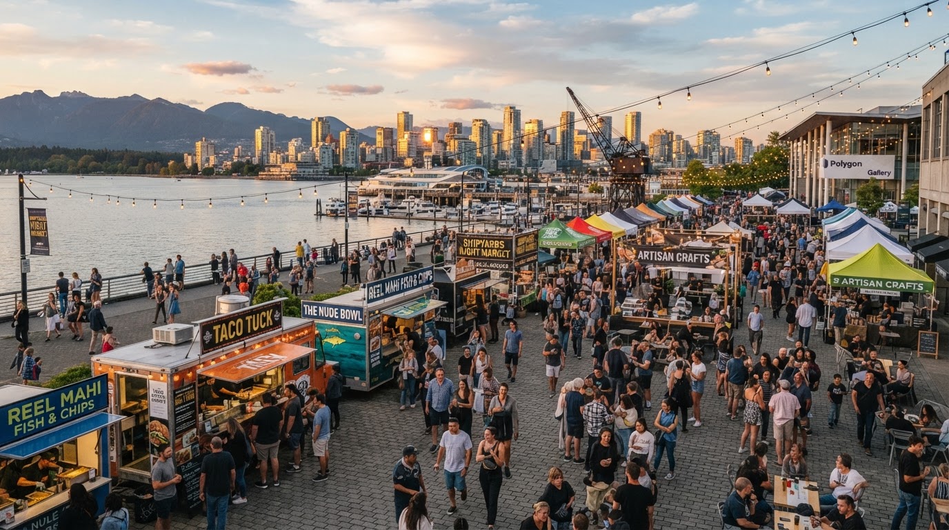 Weekend life at The Shipyards, Lower Lonsdale