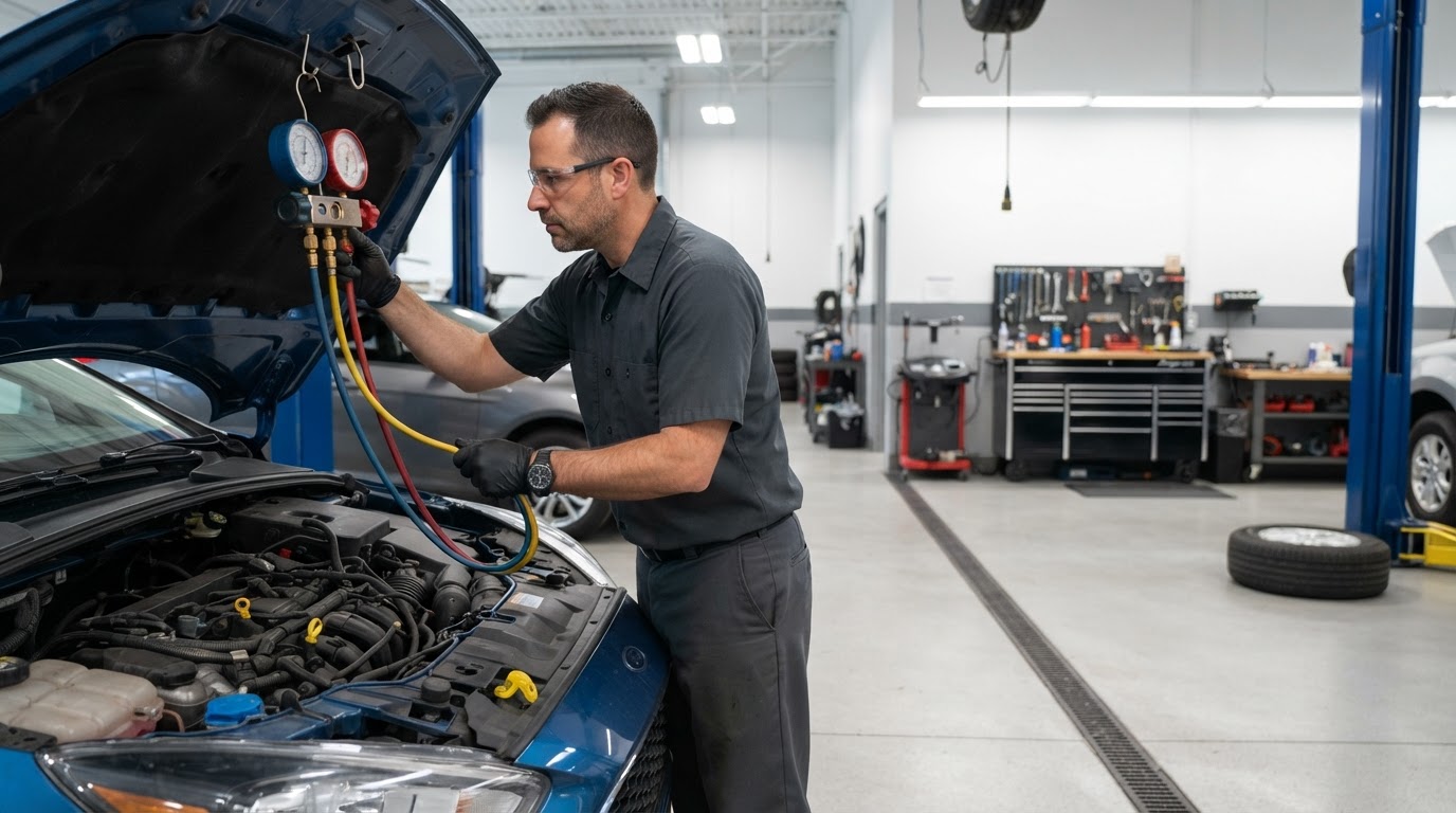 AC repair service for vehicle air conditioning system