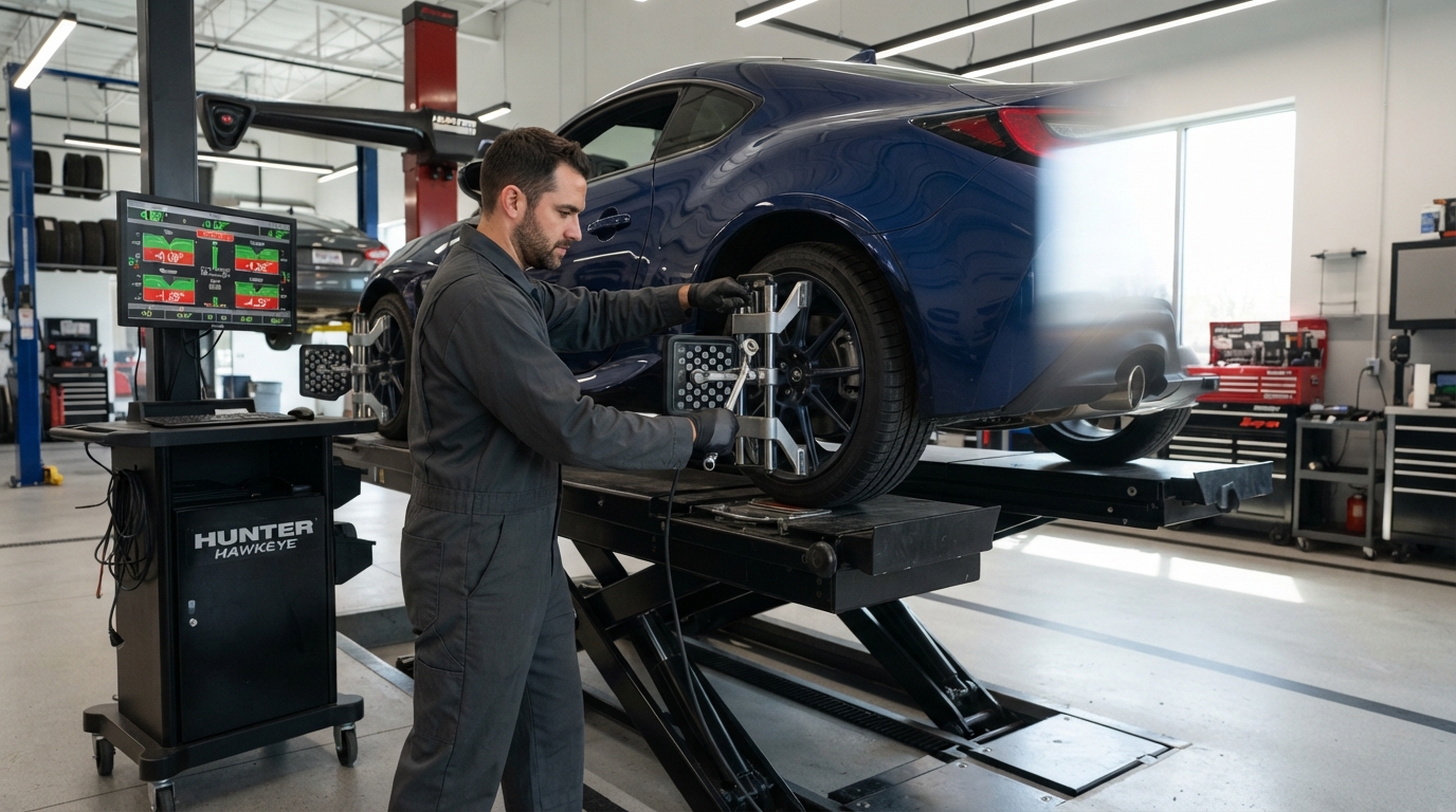Wheel alignment in progress