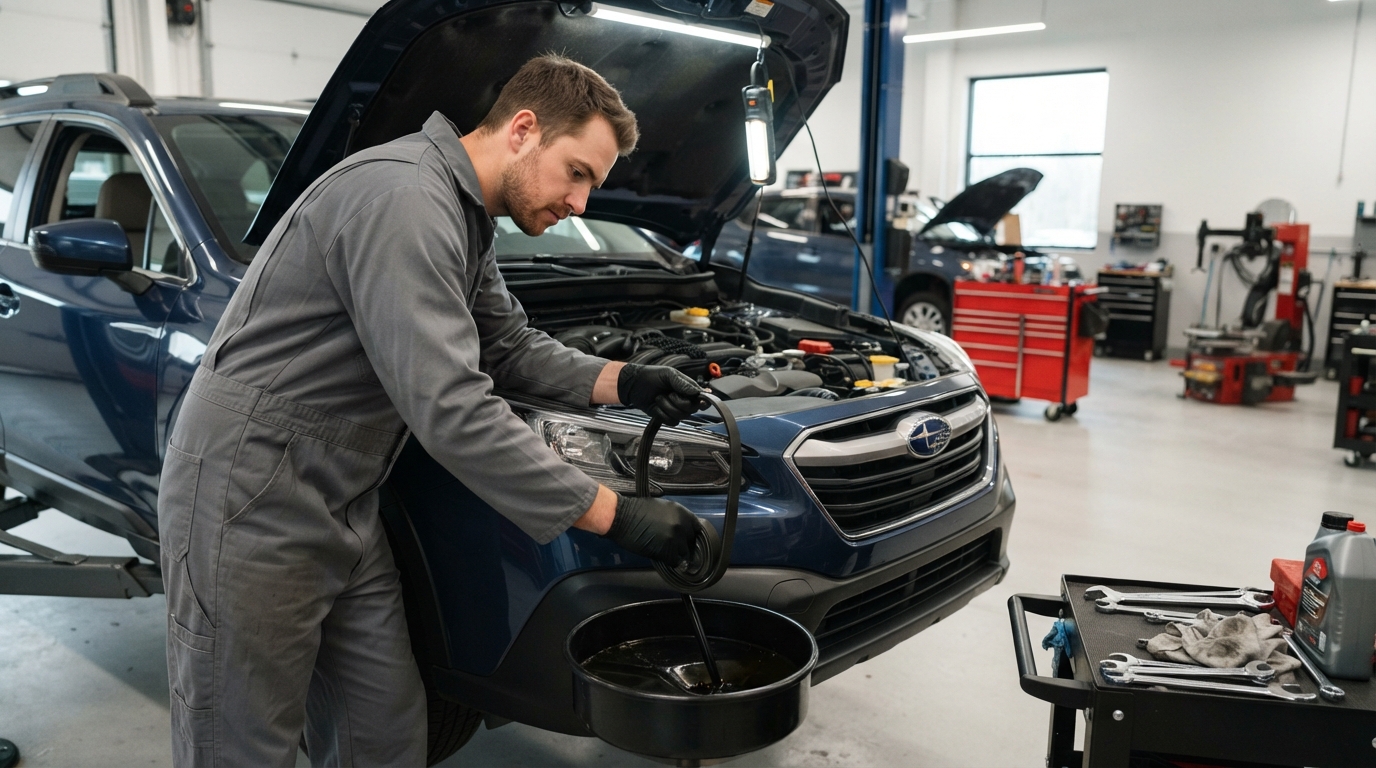 Oil change and belt inspection maintenance service