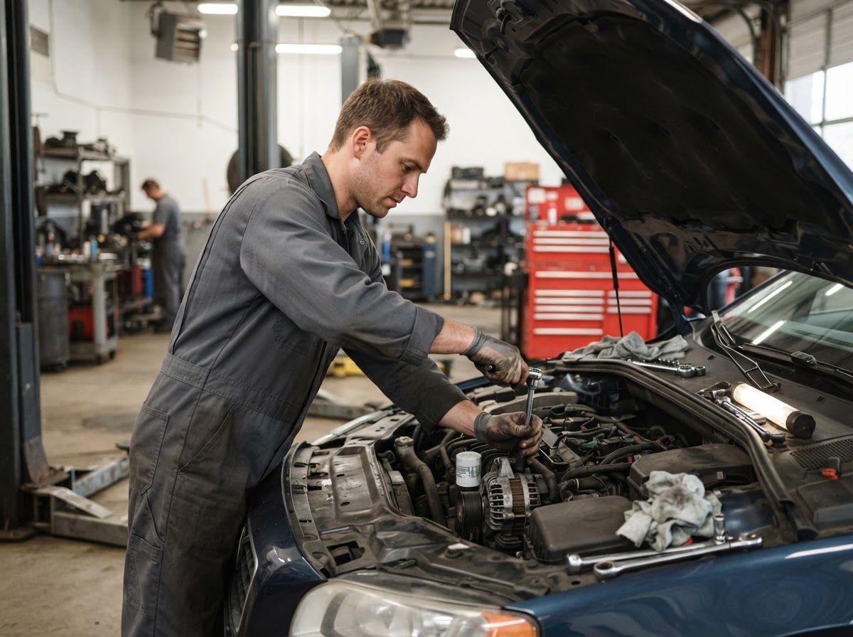 Professional mechanic at work