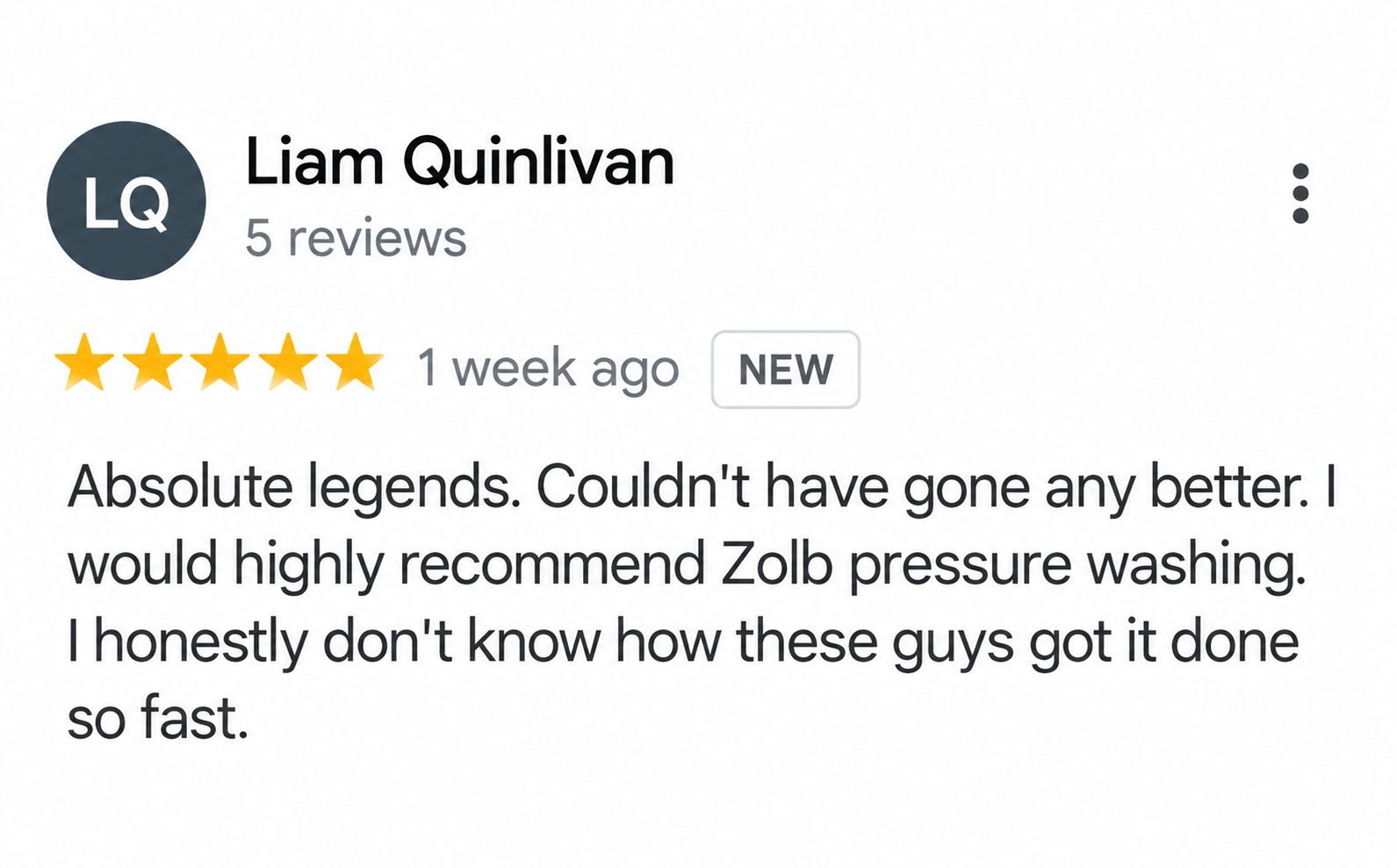 Liam Quinlivan Google review