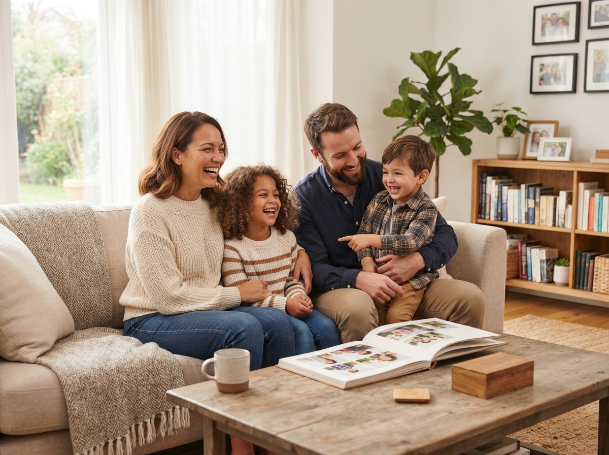 Family in a cozy living room
