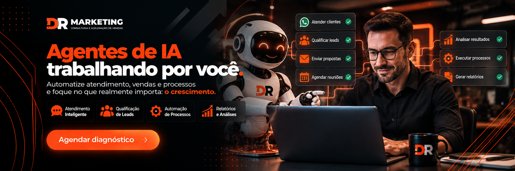 Agentes de IA trabalhando por você — DR Marketing