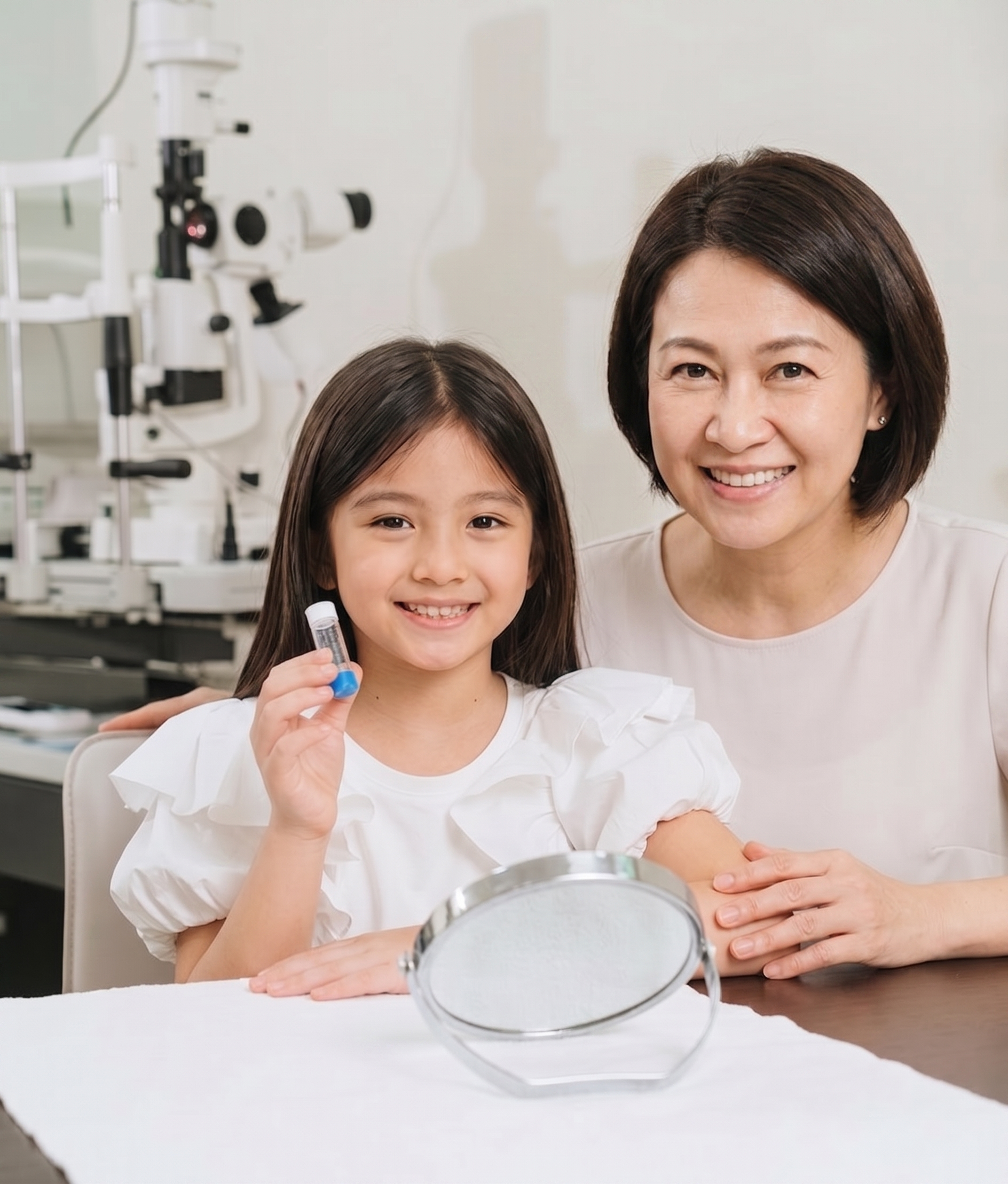 Mother and daughter at Eye Philosophy Ortho-K consultation