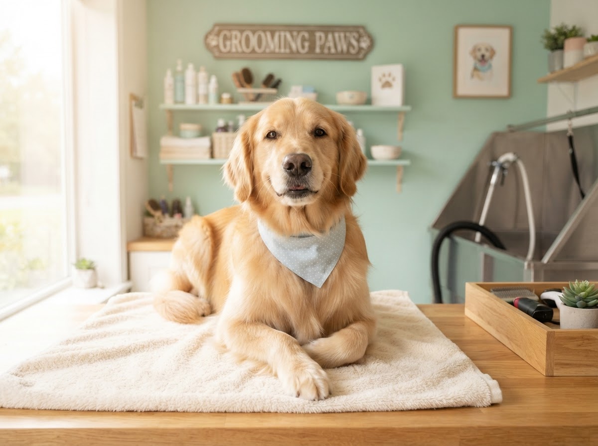 A happy dog in a welcoming environment