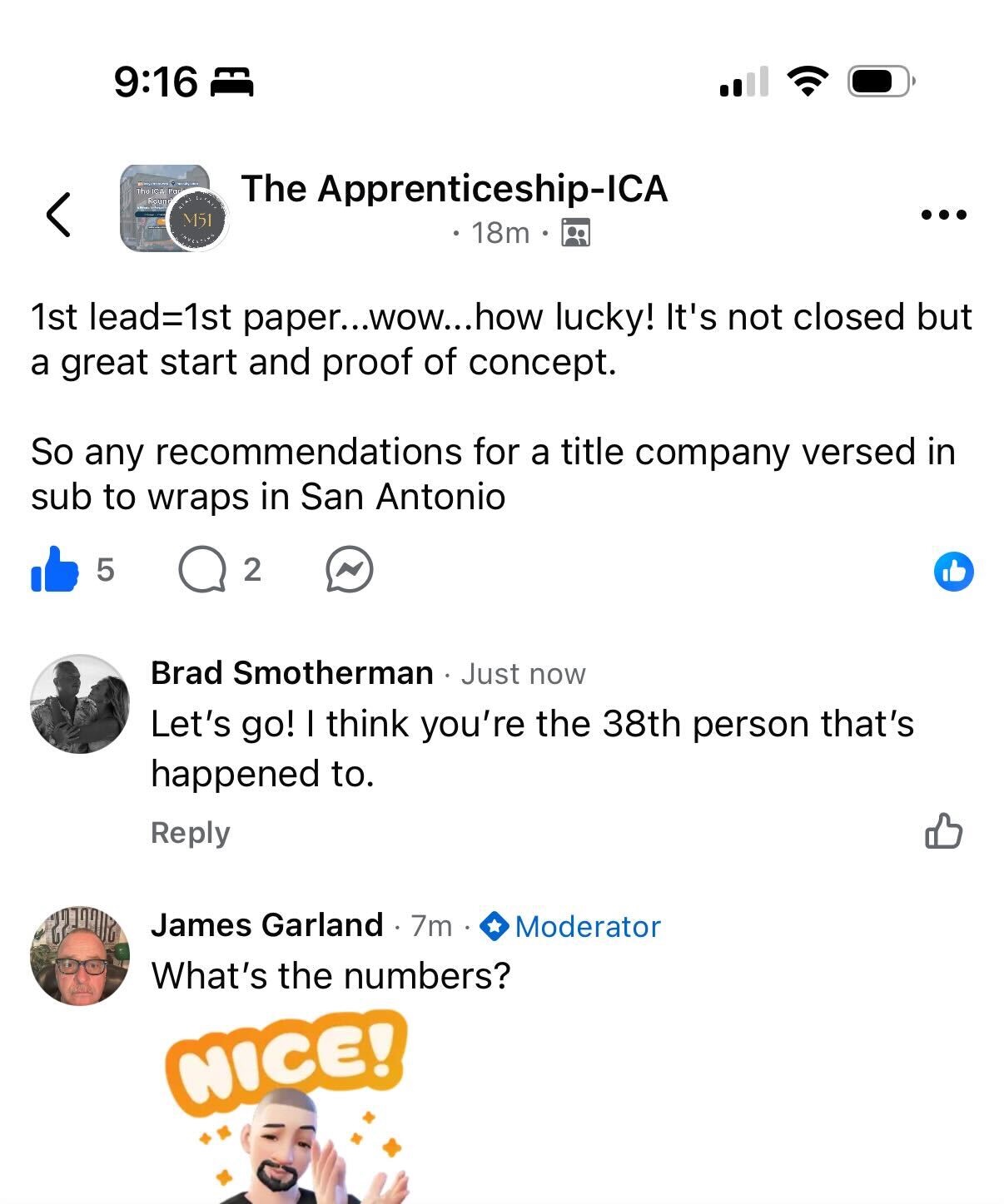 Email from Zane: currently running 11 deals