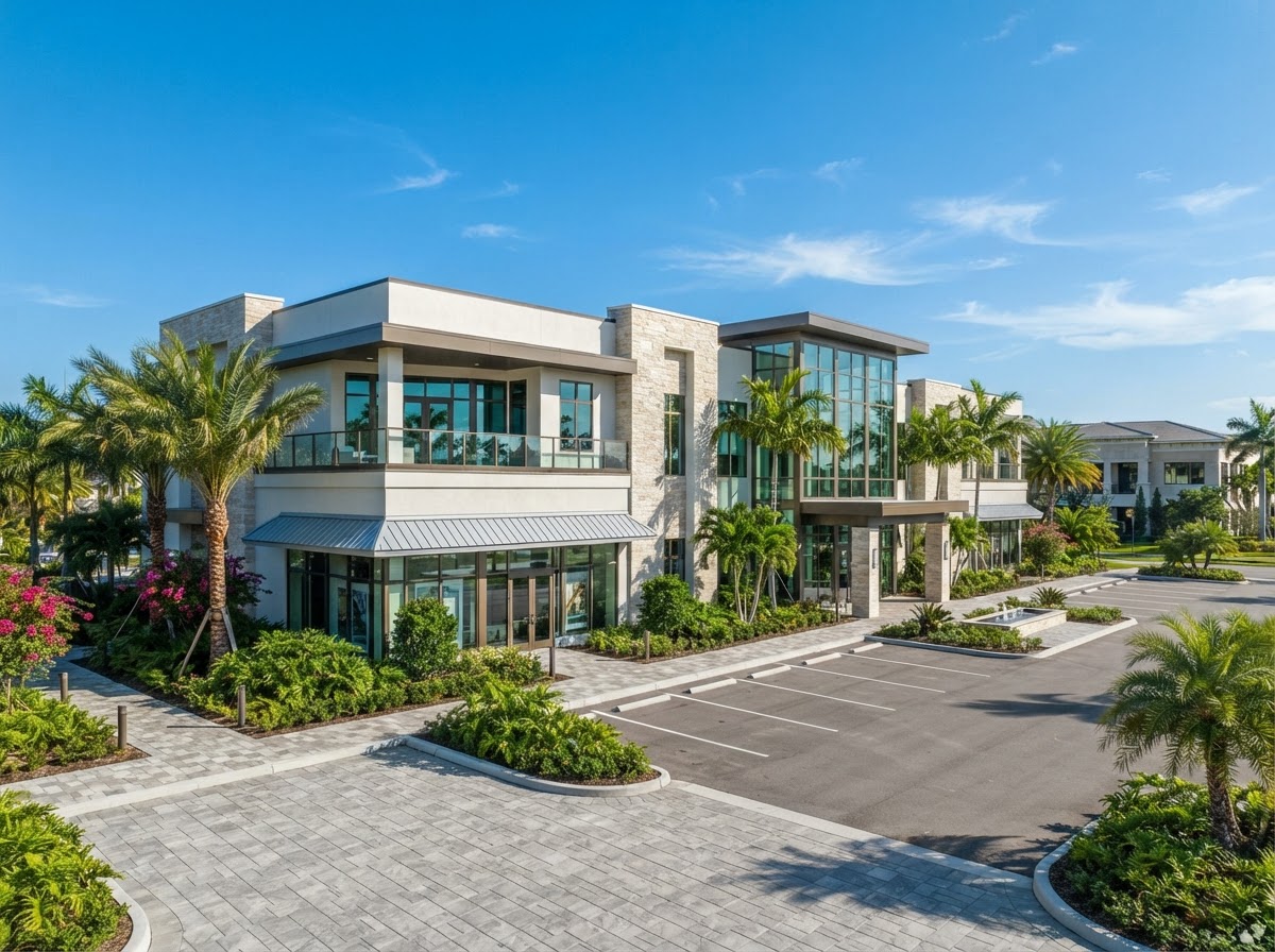 Modern commercial real estate building exterior