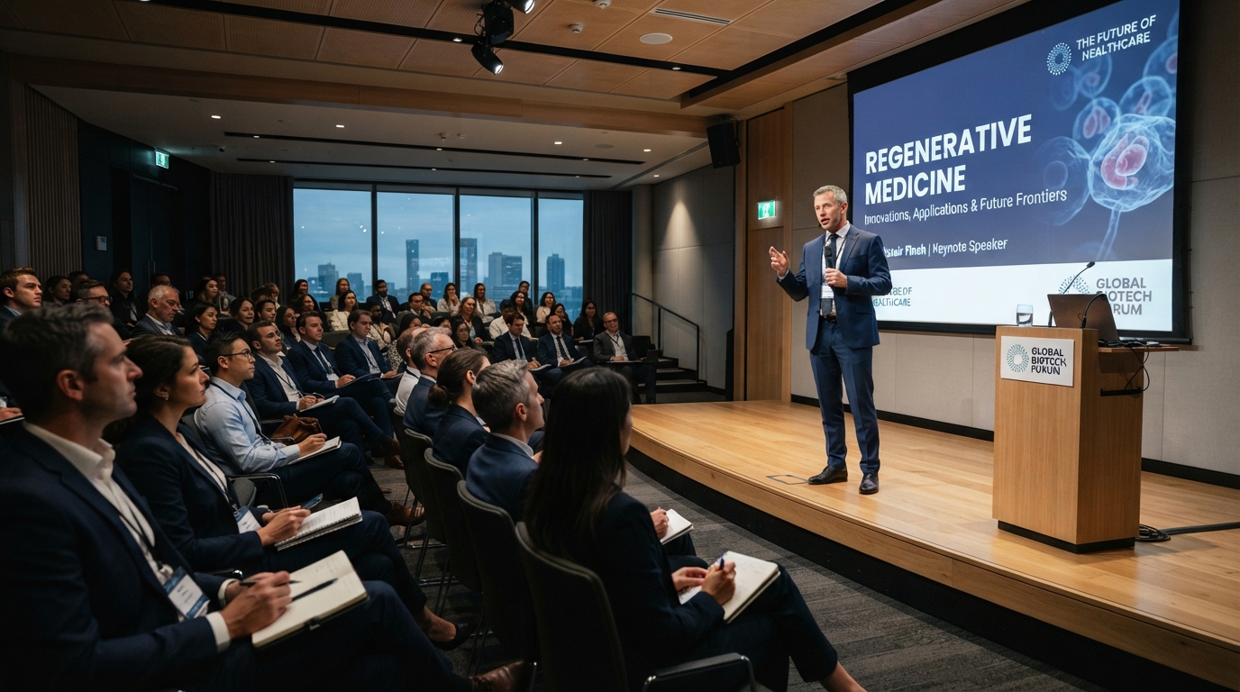 James Epolito presenting at a professional medical seminar on regenerative medicine to an audience of healthcare providers