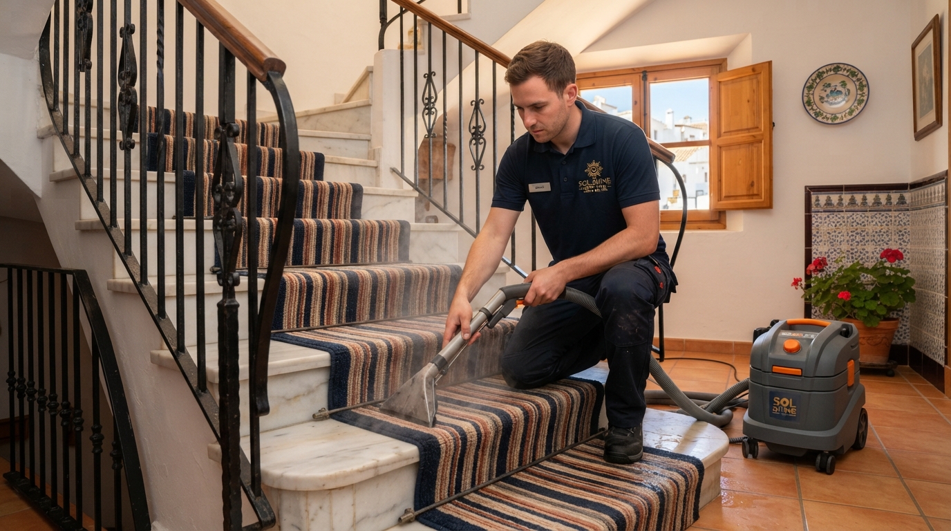 Cómo limpiar la alfombra de la escalera en la Costa del Sol sin afieltrarla