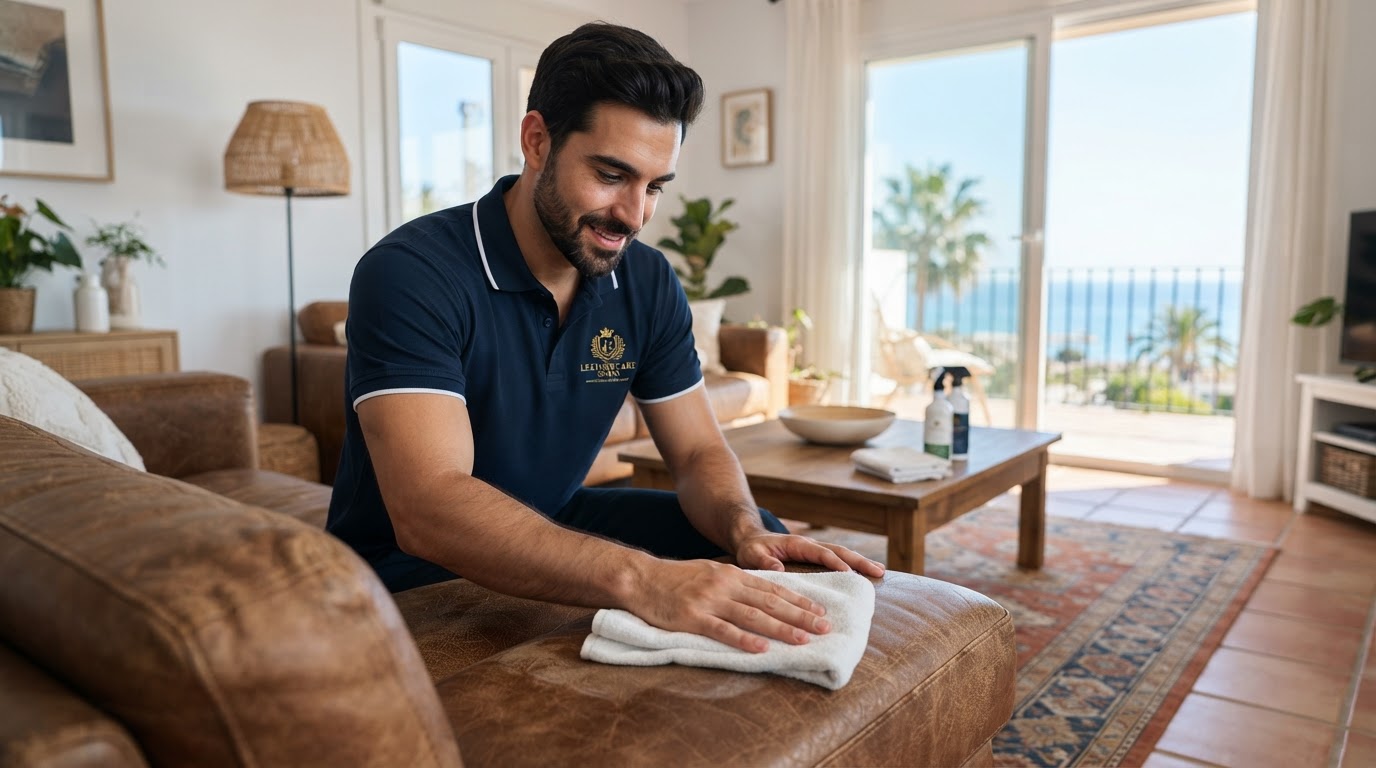 Cómo limpiar un sofá de piel en Marbella: lo que sí y lo que nunca