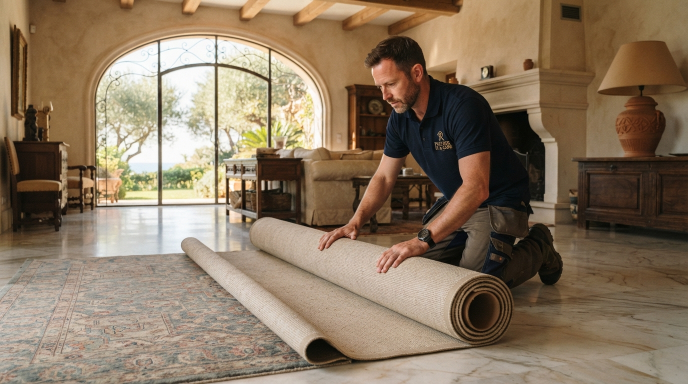 Limpieza de alfombras de gran formato en villas: método y logística