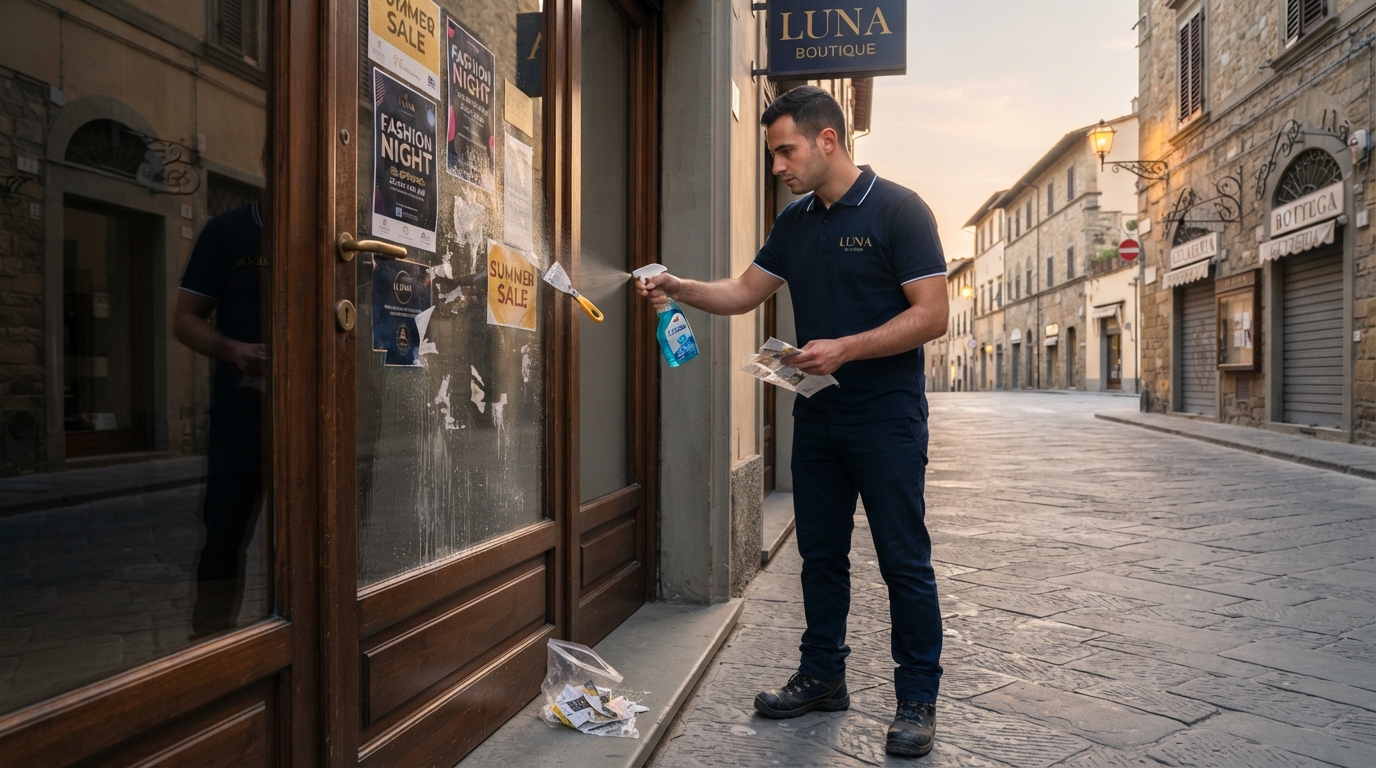 Pegatinas y chicles en el escaparate: quitarlos sin rayar