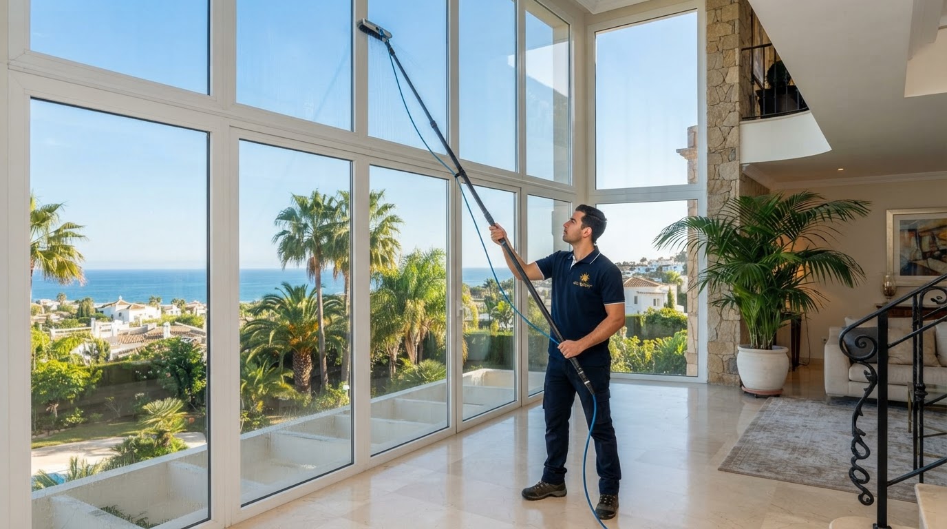 Cómo limpiar ventanas de gran altura en la Costa del Sol sin riesgo