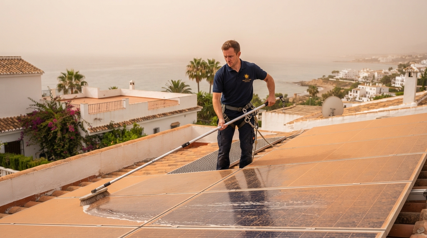 Cómo limpiar paneles solares tras la calima en la Costa del Sol