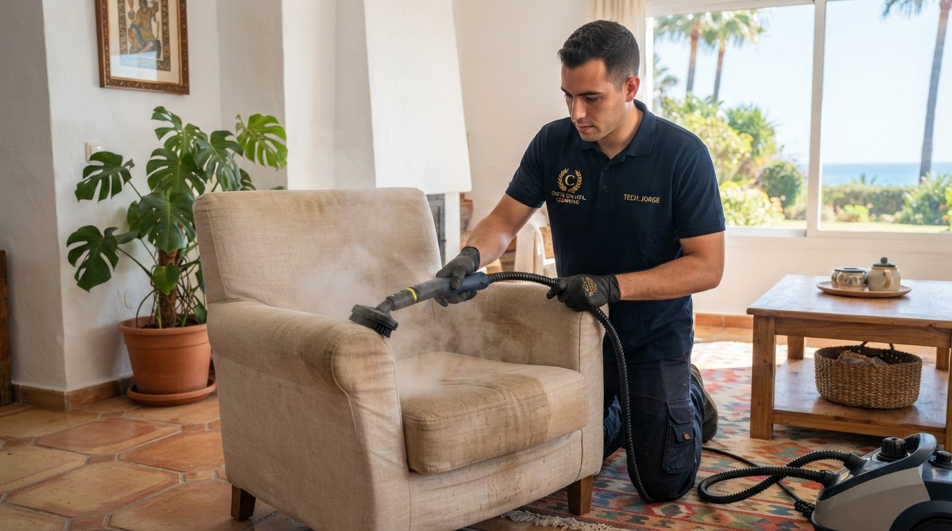 Limpieza con vapor de tapicería en la Costa del Sol: cuándo sirve y cuándo daña — Professional Cleaning