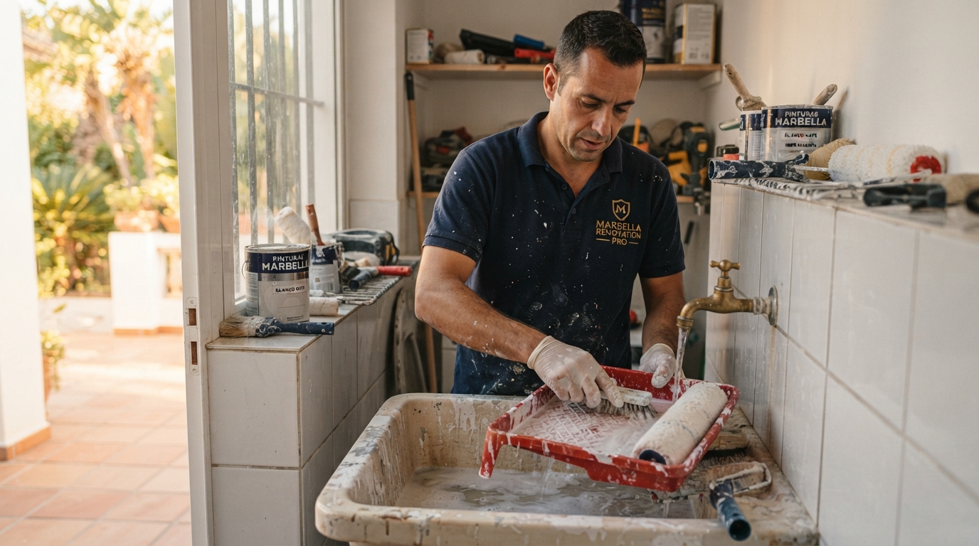 Limpieza de herramientas y material después de la obra en Marbella