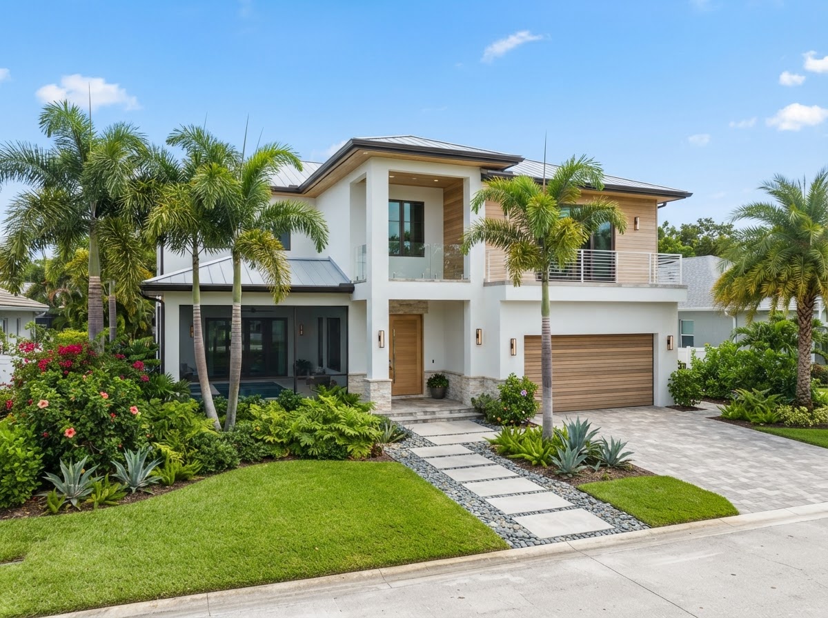 Beautifully renovated modern Florida home exterior