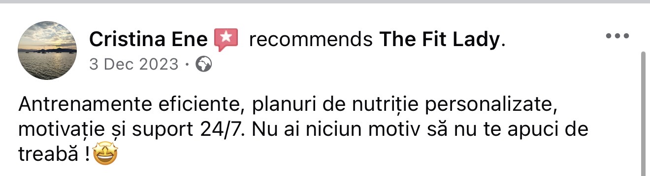 Testimonial Cristina Ene - The Fit Lady
