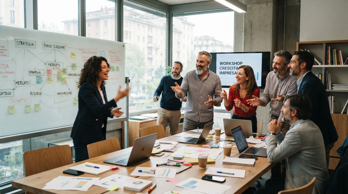 Sessione di formazione attiva con imprenditori partecipanti