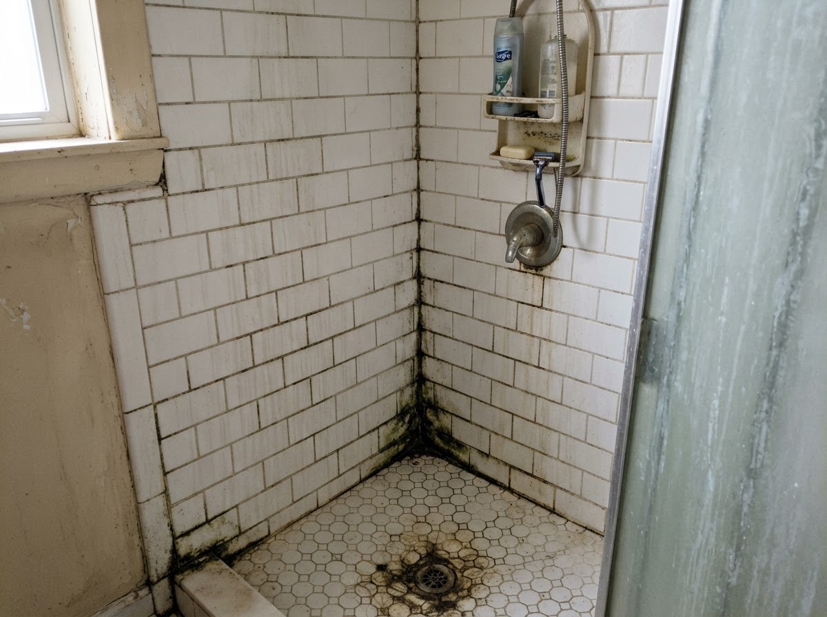 Shower regrout before and after in El Cerrito, CA