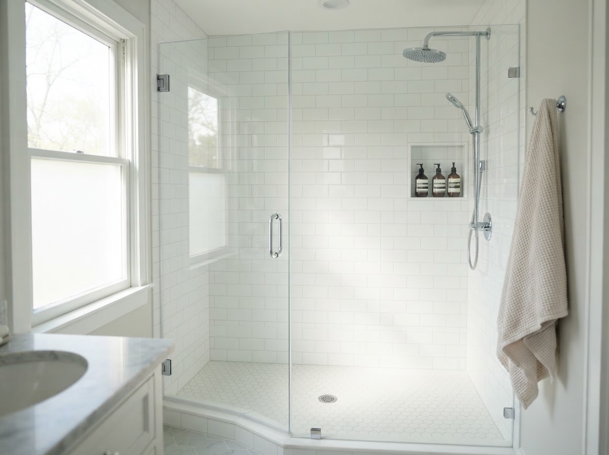Shower regrout before and after in El Cerrito, CA