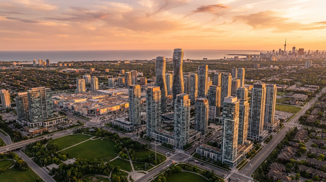 Mississauga skyline at golden hour
