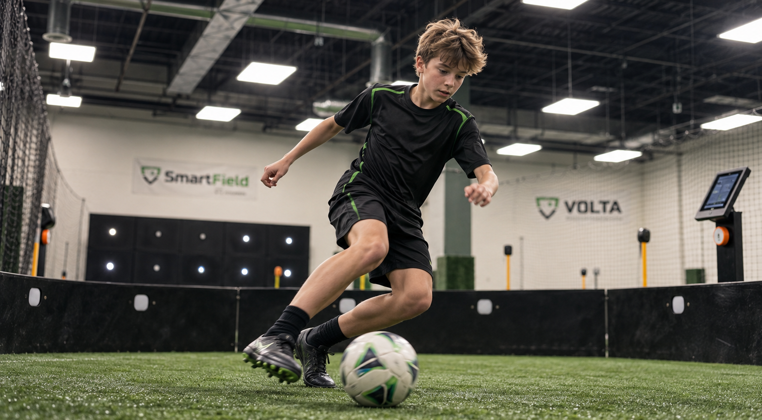 Youth soccer player training with VOLTA Training System