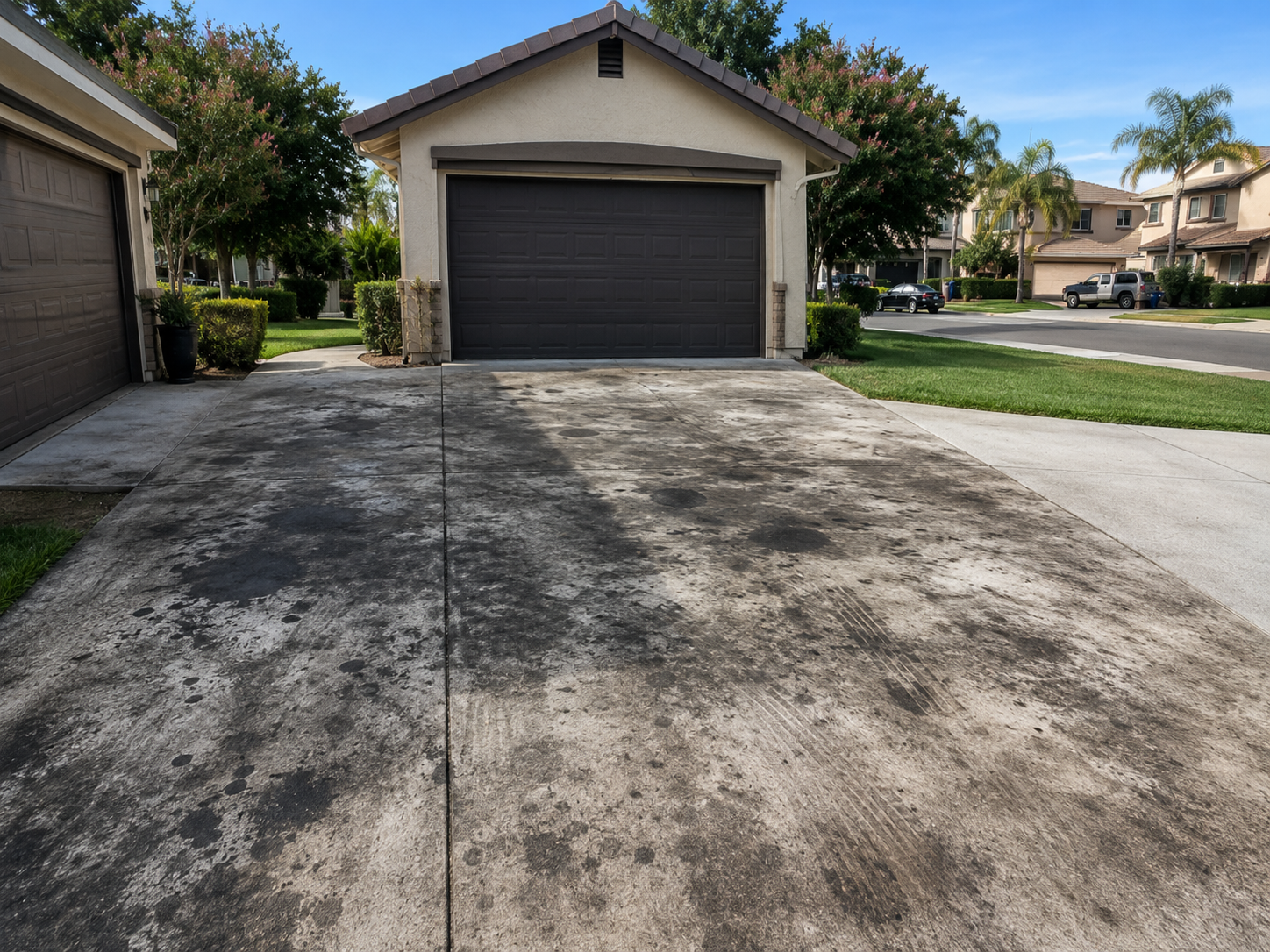 Elk Grove driveway pressure washing before and after — before