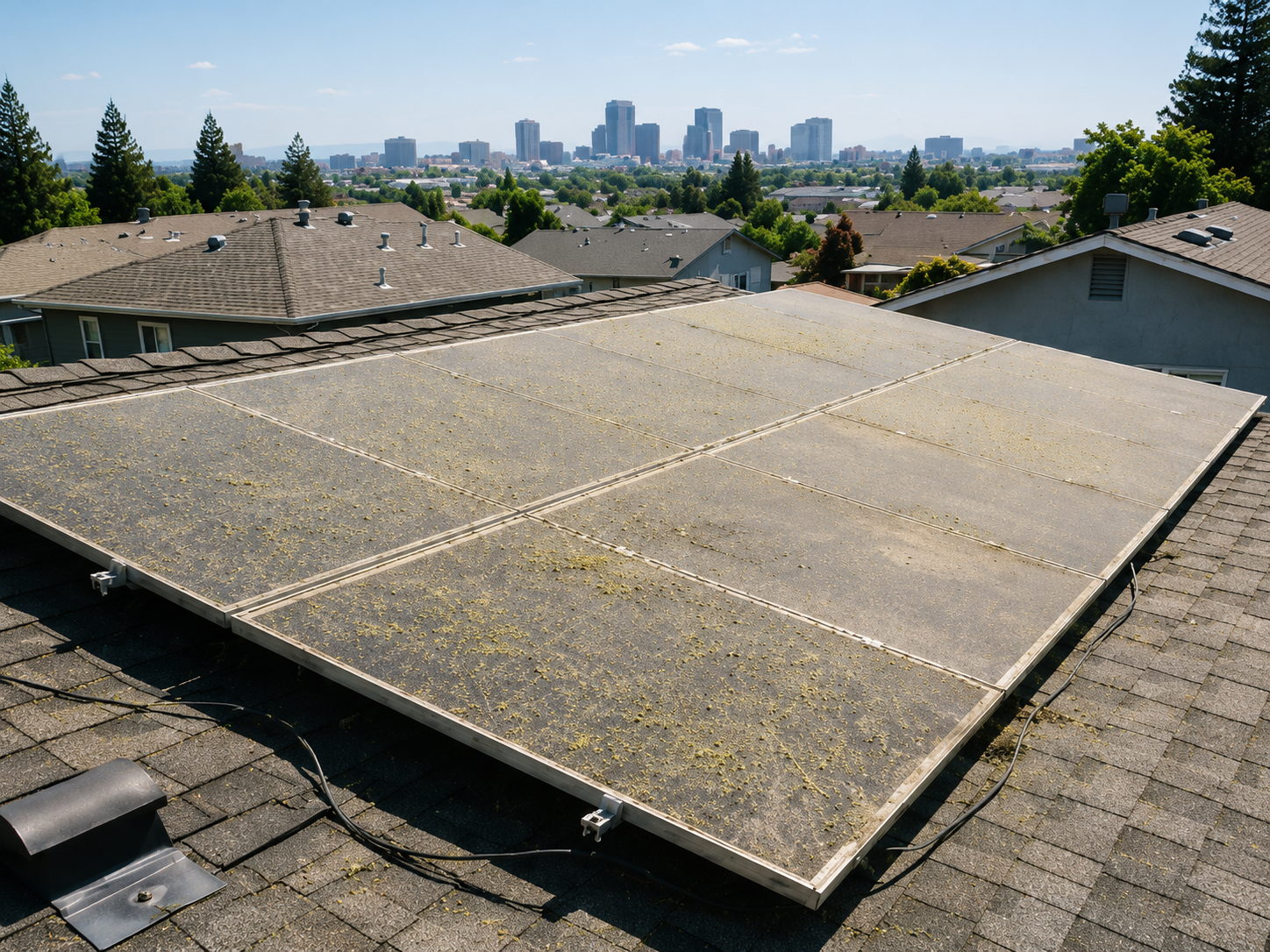 Sacramento solar panel cleaning before and after — before