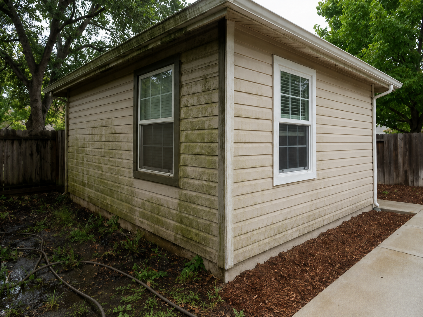 Roseville soft washing house washing before and after — before