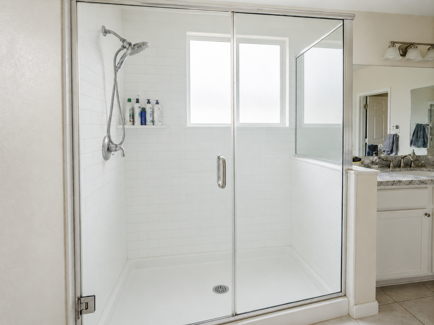 Sacramento bathroom glass shower restoration before and after — after