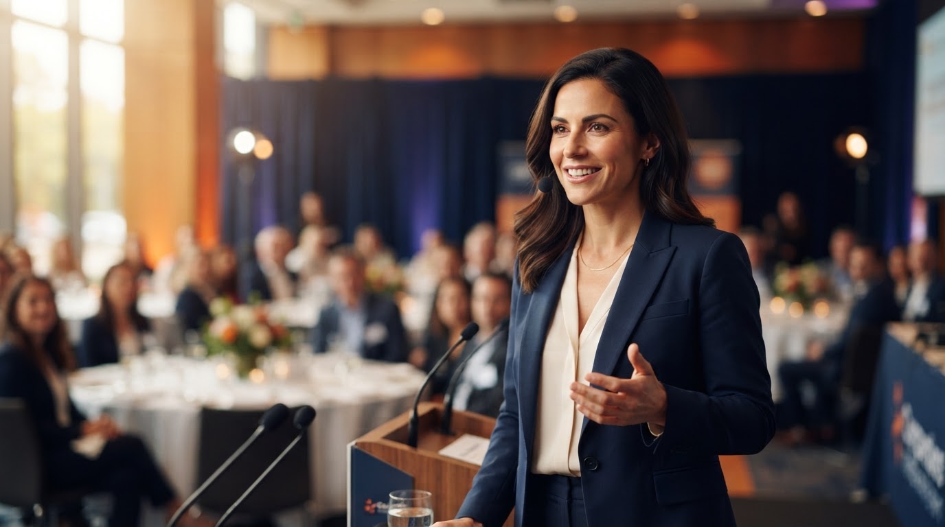 Video testimonial thumbnail of a business speaker at the Empower Breakfast event.